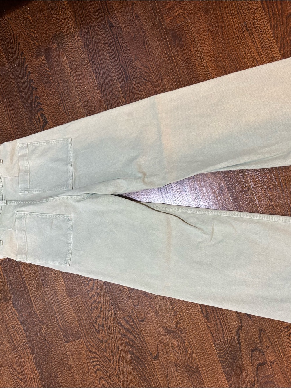 Zara Wide-Leg Marine Cut Jeans in Sage Green - Picture 4 of 4